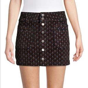 NWT free people black patterned corduroy skirt